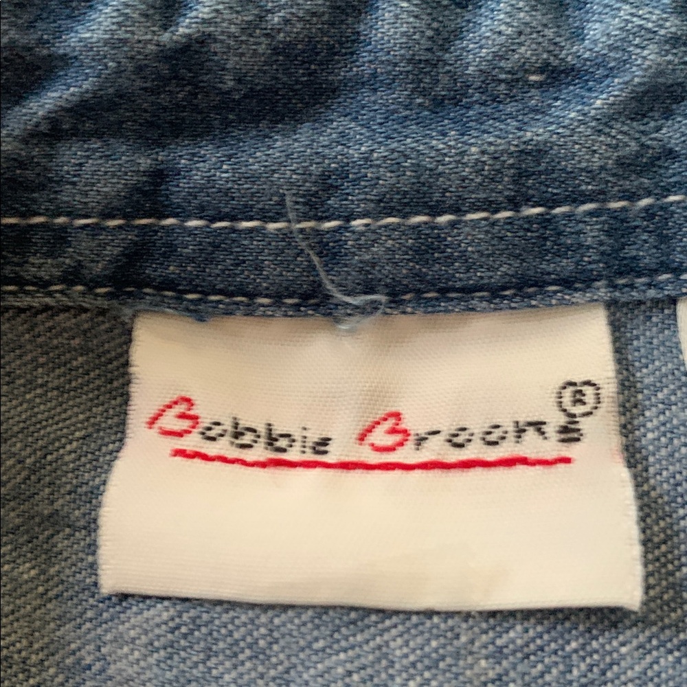 Bobbie Brooks Blue Denim Button Down Shirt with Embroidered Scarecrows - Picture 5 of 9